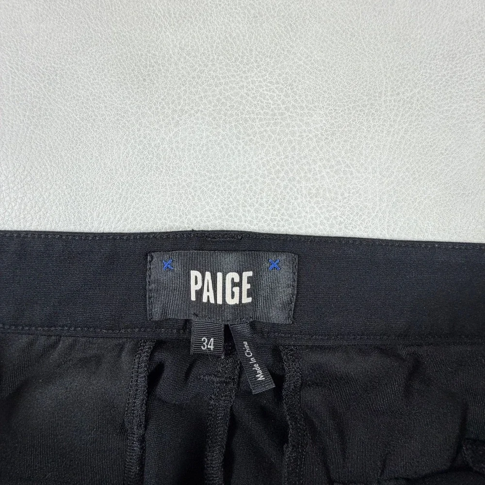 Paige Mens Black Jogger Pants Size 34 Rayon Blend Stretch Ribbed Cuff Trousers